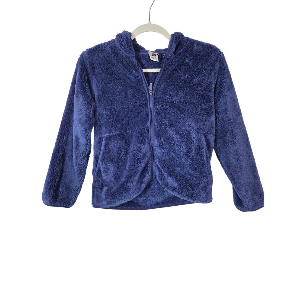 Hanna Andersson Fleece Hoodie Kids Size 8 Blue Full Zip Marshmallow Soft Warm